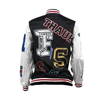 Stylish RuiYoKe Black Varsity Jacket for Women - Chic & Lightweight