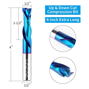 EANOSIC 1/2" Spiral Router Bit with Nano Blue Coating