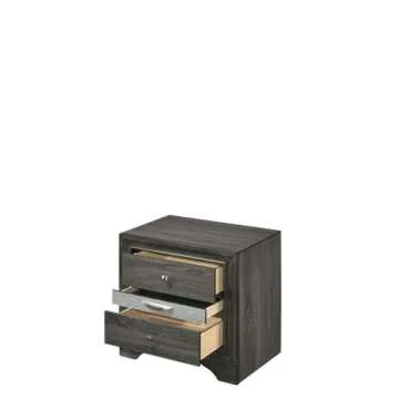 Acme Naima Nightstand in Gray - Chic 3-Drawer Design