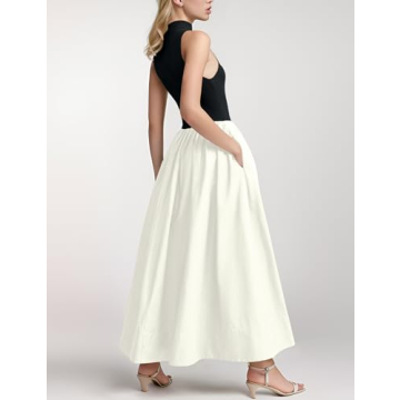 Elegant Lauweion Women's Sleeveless Turtleneck Maxi Dress with Pockets