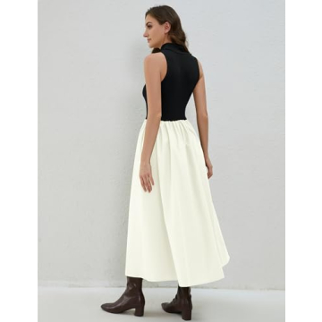 Elegant Lauweion Women's Sleeveless Turtleneck Maxi Dress with Pockets