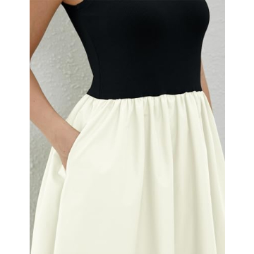 Elegant Lauweion Women's Sleeveless Turtleneck Maxi Dress with Pockets