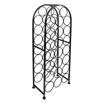 PAG 23 Bottles Arched Freestanding Floor Metal Wine Rack Wine Bottle Holders Stands, Black