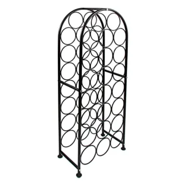 PAG 23 Bottles Arched Freestanding Floor Metal Wine Rack Wine Bottle Holders Stands, Black