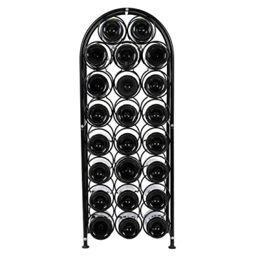 PAG 23 Bottles Arched Freestanding Floor Metal Wine Rack Wine Bottle Holders Stands, Black