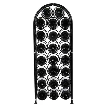 PAG 23 Bottles Arched Freestanding Floor Metal Wine Rack Wine Bottle Holders Stands, Black