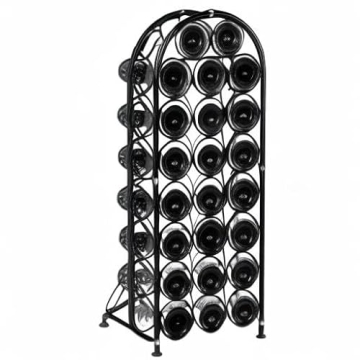 PAG 23 Bottles Arched Freestanding Floor Metal Wine Rack Wine Bottle Holders Stands, Black