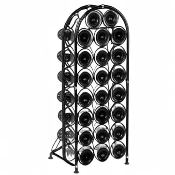 PAG 23 Bottles Arched Freestanding Floor Metal Wine Rack Wine Bottle Holders Stands, Black