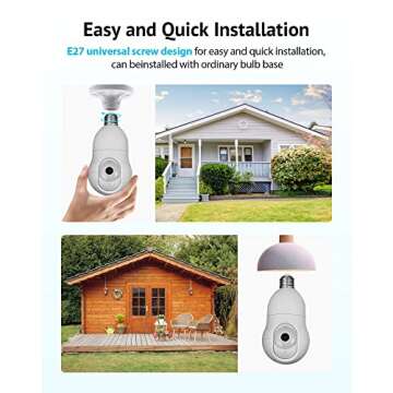 LaView 4MP Bulb Security Camera 5G& 2.4GHz WiFi, 360°2K Security Cameras Wireless Outdoor Indoor Full Color Day and Night, Motion Detection, Audible Alarm, Easy Installation, Compatible with Alexa