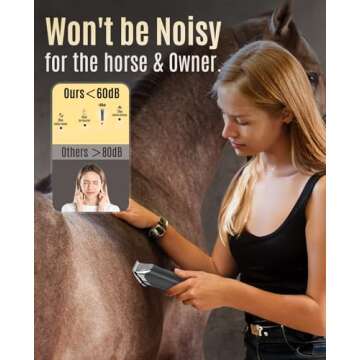 oneisall Horse Clippers,Low Noise Horse Trimmer Shaver Kit for Matted Long Hair,2 Speed Cordless Grooming Clippers for Horse
