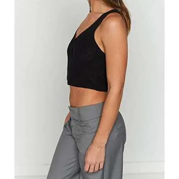 Meladyan V Neck Knit Crop Vest for Women - Stylish Top