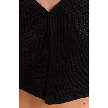 Meladyan V Neck Knit Crop Vest for Women - Stylish Top