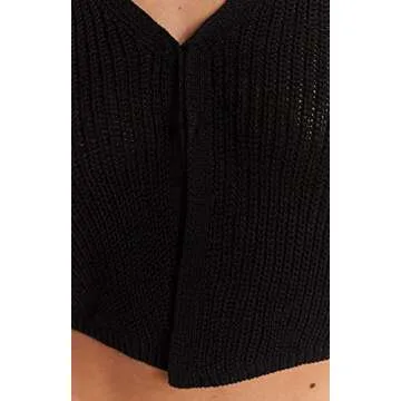 Meladyan V Neck Knit Crop Vest for Women - Stylish Top