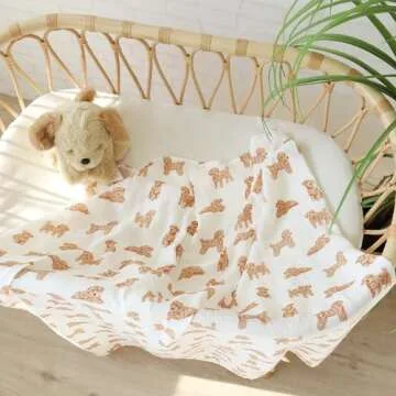 LifeTree Baby Swaddle Blankets Dog, 70% Viscose Bamboo and 30% Cotton Muslin Swaddle Blankets Boys Girls Swaddling Wrap Receiving Blanket Neutral for Newborn, Large 47" x 47", Poodle Puppy