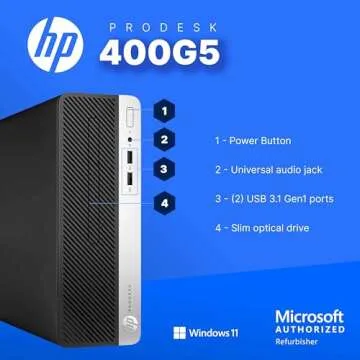 HP 400G5 ProDesk Desktop PC | Windows 11 Pro | Intel i5-8500 | 16GB RAM - 250GB NVME + 500GB SSD | 2...
