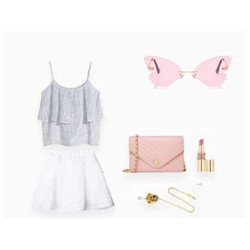 Butterfly Rimless Sunglasses for Women Vintage Metal Frame Cat Eye glasses for party cute Streetwear eyewear