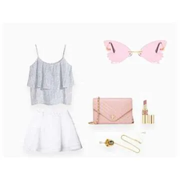 Butterfly Rimless Sunglasses for Women Vintage Metal Frame Cat Eye glasses for party cute Streetwear eyewear