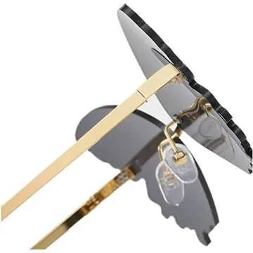 Butterfly Rimless Sunglasses for Women Vintage Metal Frame Cat Eye glasses for party cute Streetwear eyewear
