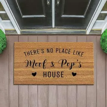 Customizable "There's No Place Like Grandma and Grandpa's House" Doormat, Premium Quality, Thick 100% Coconut Coir, Durable Front Door Mat 1449
