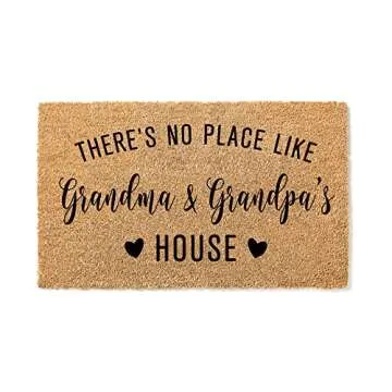 Customizable "There's No Place Like Grandma and Grandpa's House" Doormat, Premium Quality, Thick 100% Coconut Coir, Durable Front Door Mat 1449
