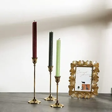 Elegant Brass Gold Taper Candle Holders Set for Home Decor