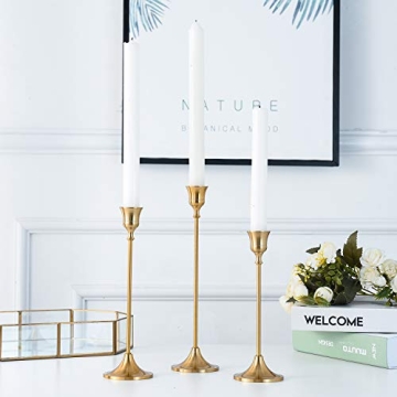 Elegant Brass Gold Taper Candle Holders Set for Home Decor
