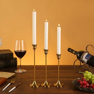 Elegant Brass Gold Taper Candle Holders Set for Home Decor