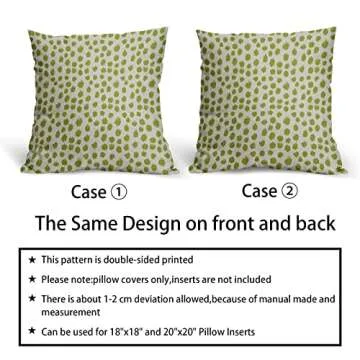 Lime Green Cream Pillow Covers 18x18 Set of 2 Boho Design Polka Dot Throw Pillows Modern Brush Strokes Print Decorative Outdoor Pillowcase Square Cushion Cover Linen Pillow Case for Sofa Couch Bed