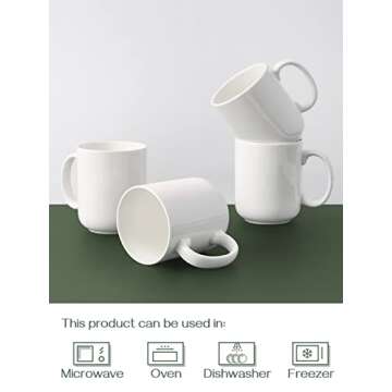 DOWAN 20 Oz Coffee Mugs Set of 6, Large White Coffee Mugs With Handles, Ceramic Coffee Cups for Coffee, Tea, Hot Cocoa, Large Mugs for Women Men, Party, DIY Gifts, Wedding Gifts