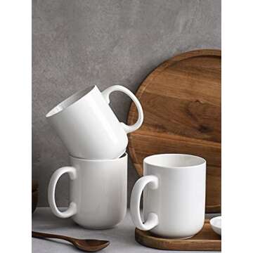 DOWAN 20 Oz Coffee Mugs Set of 6, Large White Coffee Mugs With Handles, Ceramic Coffee Cups for Coffee, Tea, Hot Cocoa, Large Mugs for Women Men, Party, DIY Gifts, Wedding Gifts