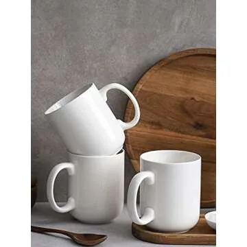 DOWAN 20 Oz Coffee Mugs Set of 6, Large White Coffee Mugs With Handles, Ceramic Coffee Cups for Coffee, Tea, Hot Cocoa, Large Mugs for Women Men, Party, DIY Gifts, Wedding Gifts