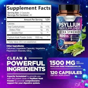 Psyllium Husk Capsules - 1500mg Digestive Support