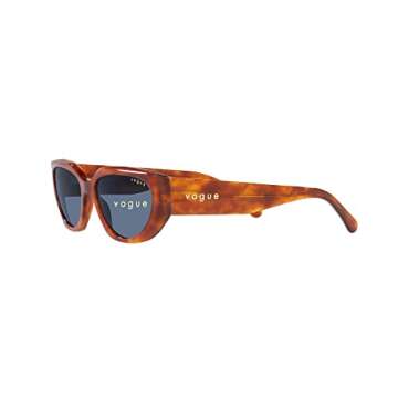 Vogue Eyewear Woman Sunglasses Yellow Havana Frame, Dark Blue Lenses, 52MM