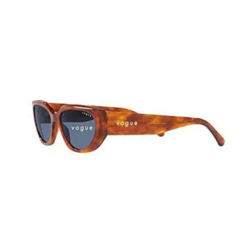 Vogue Eyewear Woman Sunglasses Yellow Havana Frame, Dark Blue Lenses, 52MM