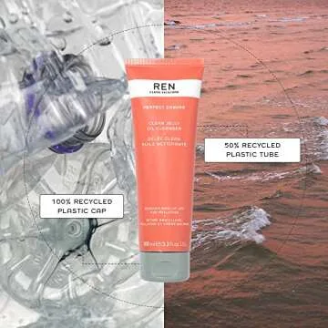 REN Clean Skincare - Perfect Canvas Clean Jelly Oil Cleanser - Non-Stripping Face Cleanser to Remove Makeup, Pollution & SPF, 3.3 fl oz