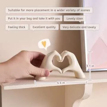 IKISTO Heart Hands Sculpture Decor for Bedroom Living Room Bookshelf, Aesthetic Love Statues Accents Home Office Apartment Farmhouse Desk Table Decoration