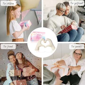 IKISTO Heart Hands Sculpture Decor for Bedroom Living Room Bookshelf, Aesthetic Love Statues Accents Home Office Apartment Farmhouse Desk Table Decoration