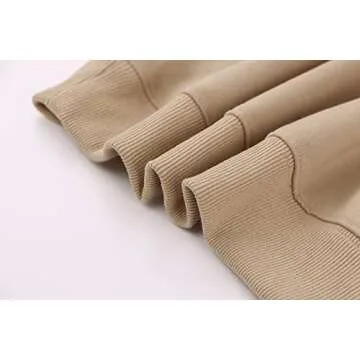 Lauweion Women Solid Basic Fleece Letter Loose Hoodie Sweatshirt Long Sleeve Kangaroo Pocket Drop Shoulder Pullovers Top Khaki