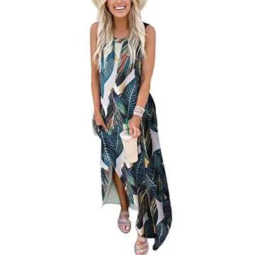 ANRABESS Women Casual Loose Sundress Sleeveless Split Maxi Long Beach Shirt Dress Travel Vacation 20...