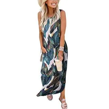 ANRABESS Women Casual Loose Sundress Sleeveless Split Maxi Long Beach Shirt Dress Travel Vacation 2024 Summer Outfits Floral Print Small