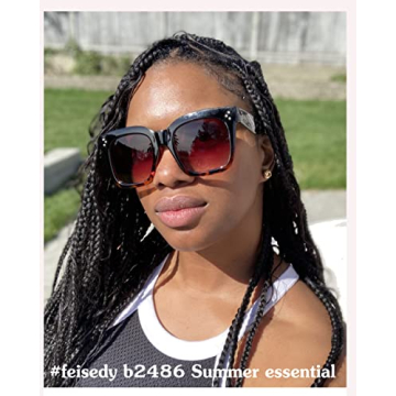 FEISEDY Vintage Oversized Square Sunglasses for Women