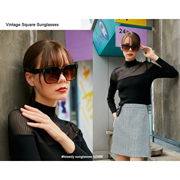 FEISEDY Vintage Oversized Square Sunglasses for Women