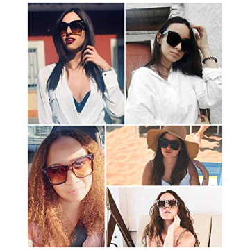 FEISEDY Vintage Oversized Square Sunglasses for Women