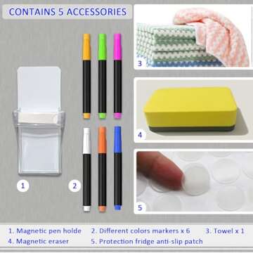 JonXon 16''X12'' Magnetic Acrylic Weekly Calendar for Fridge,Magnetic Meal Planner for Fridge,Menu B...