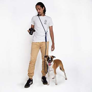 Deep Blue 3-in-1 Hands-Free Dog Leash, Versatile Crossbody Rope Leash, Adjustable Long Leash