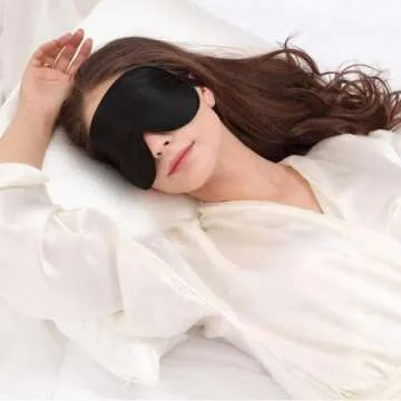 Natural Silk Sleep Mask For Side Sleeper Men & Women & Kids, Breathable Sleep Eye Mask For Light Blocking, Contoured Cup Sleeping Mask, Flight Nap Travel With Adjustable Elastic Strap-Free Ear Plugs