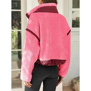 Tankaneo Womens Stylish Cropped Zip Up Fleece Jacket