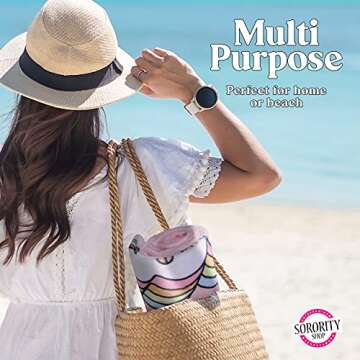 Sorority Shop AP Beach Towel - Alpha Phi Retro Sorority Towel for Beach, Bath and Pool - Trendy, Multipurpose, Extra Large, Lightweight, Cotton Towel for Gifts