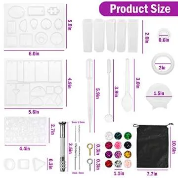 Heflashor Silicone Molds for Epoxy Resin, DIY Jewelry Resin Casting Molds, Silicone Casting Molds Craft Making Kit with Glitters Colors for Beginners,Birthday Gifts for KidsFriends,HomeOffice Décor