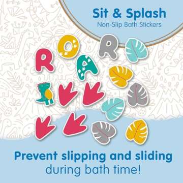 Dr. Brown's CleanUp Sit & Splash Non-Slip Bath Stickers, Dinosaur Theme, Bathtub Safety Anti-Slip Ad...